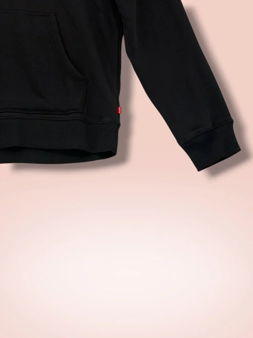 Levi's Men's Caviar Black Logo Graphic Pouch Pocket Hoodie L